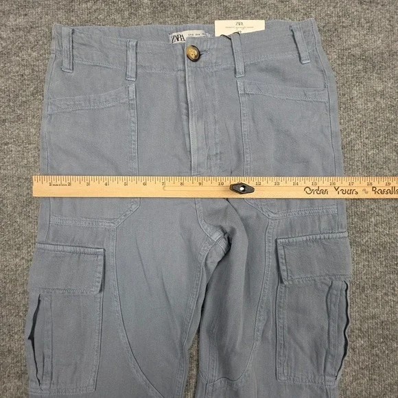 Zara The Baggy Cargo Pant Women's 32 (USA 0) Gray-Blue Balloon Leg Mid Rise NWT - Picture 11 of 15
